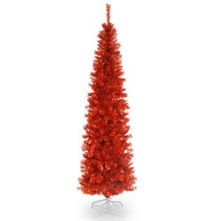 National Tree Company 6Ft Unlit Red Tinsel Tree   Seasonal   Christmas