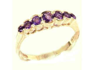 High Quality Solid Yellow 9K Gold Ladies Natural Amethyst Contemporary Style Eternity Band Ring   Size 6.5   Finger Sizes 5 to 12 Available