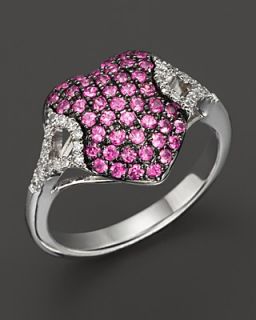 Badgley Mischka Pink Sapphire And Diamond Pave Heart Ring