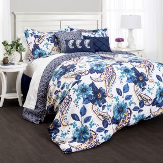 Lush Decor Floral Paisley Blue 7 Piece Comforter Set  
