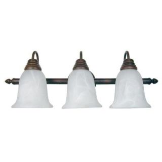 Yosemite Home Decor 3 Light Incandescent Bathroom Vanity, Dark Brown Frame with White Marble Shades DISCONTINUED JH011 3DB