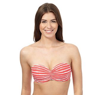 Beach Collection Coral wavy striped underwired bandeau bikini top