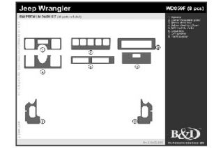 1990 1996 Jeep Wrangler Wood Dash Kits   B&I WD059F DCF   B&I Dash Kits