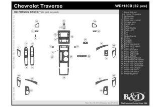 2013 2016 Chevy Traverse Wood Dash Kits   B&I WD1130B DCF   B&I Dash Kits