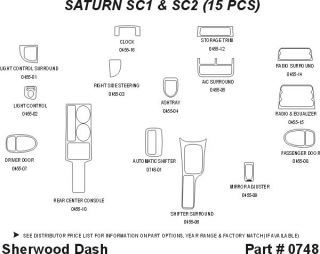 1998, 1999 Saturn S Series Wood Dash Kits   Sherwood Innovations 0748 CF   Sherwood Innovations Dash Kits