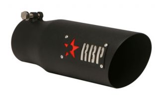 RBP 35454 7R   Inlet Size 3.5", Outlet Size 4.5", Length 12" Black with Red/Grey Logo Standard Series   Passenger Side   Exhaust Tips