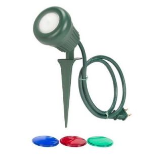 Globe Electric Green Outdoor LED Garden Flood Light with Stake and Interchangeable Red/Green/Blue Color Lens with 4 ft. 2417201