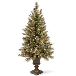foot Glittery Bristle Entrance Tree with Clear Lights   16612853