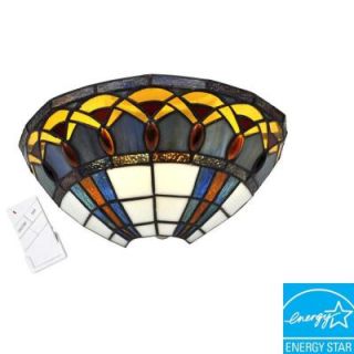 It's Exciting Lighting Wall Mount Stained Glass Half Moon with Jewels Battery Operated 7 LED Wall Sconce DISCONTINUED AMB1003