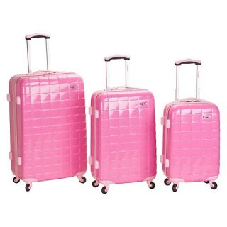 Rockland Celebrity 3 Piece Polycarbonate/ABS Luggage Set   Pink