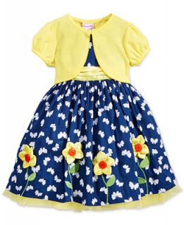 Nannette Little Girls 2 Piece Shrug & Butterfly Print Dress Set