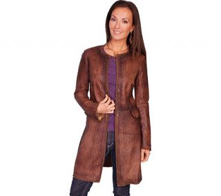 Womens Scully Laser Cut Leather Coat L236   Brown