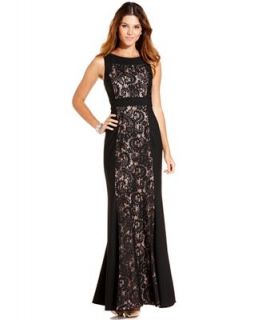 JS Collections Sleeveless Lace Panel Gown