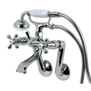 Kingston Brass Victorian 3 Handle Tub Wall Claw Foot Tub Faucet with Hand Shower in Chrome HKS269C