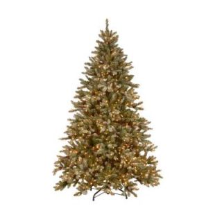 Martha Stewart Living 9 ft. Pre Lit Snowy Fir Hinged Artificial Christmas Tree with Clear Lights SR1 309E 90X
