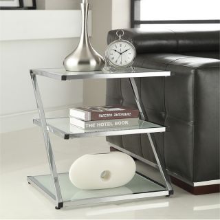 Chrome Finish Glass Chair Side End Table   15992265  