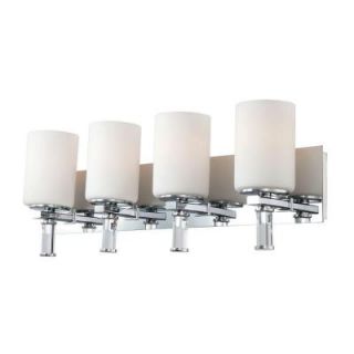 Crystal 4 Light Chrome Vanity Light with White Opal Glass with Crystal Arm Detail TN 92385