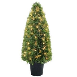 National Tree Company 36 in. Upright Juniper Tree with Green Round Growers Pot with 70 Clear Lights LCY4 300 36