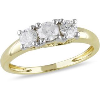 1/2 Carat T.W. Three Stone Diamond Engagement Ring in 14kt Yellow Gold, IGL Certified