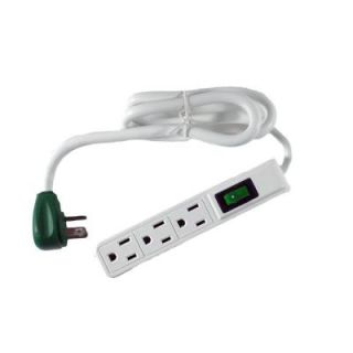 Power By Go Green 3 Outlet Power Strip w/ 2.5 ft. Heavy Duty Cord GG 13002MS