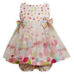 Bonnie Jean Baby Girls Polka Dot Happy Birthday Dress  