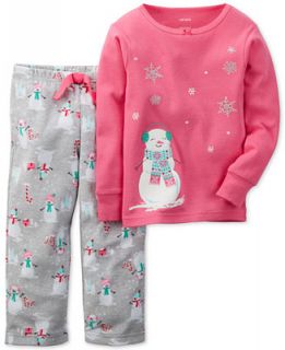 Carters Little Girls Two Piece Happy Snowman Shirt and Pants Pajama