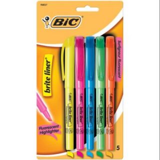 Bic Brite Liner Fluorescent Highlighters 5/Pkg Assorted Colors
