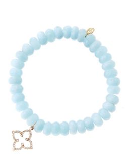 Sydney Evan 8mm Faceted Aquamarine Beaded Bracelet with 14k Rose Gold/Diamond Moroccan Flower Charm (Made to Order)