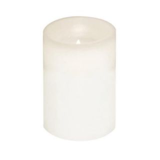 4" White Battery Operated Flameless LED Lighted Flickering Wax Christmas Pillar Candle