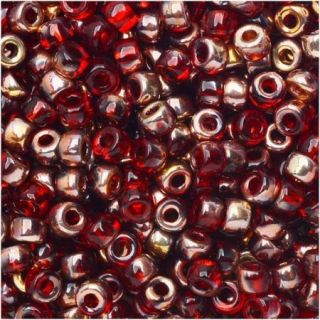 Matubo Czech Glass Seed Beads 8/0 3.1mm 7.5gr 1.2mm Hole Ruby Gold Capri