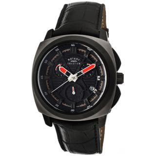 Rotary Mens Evolution TZ1 Black Genuine Leather Watch   14927893