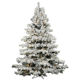Vickerman Flocked Alaskan 7.5 White Artificial Christmas Tree with 900 LED White Lights with Stand