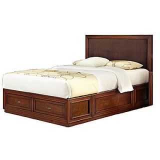 Home Styles 56 Mahogany Solids Duet Platform Queen Panel Bed, Brown Microfiber Inset