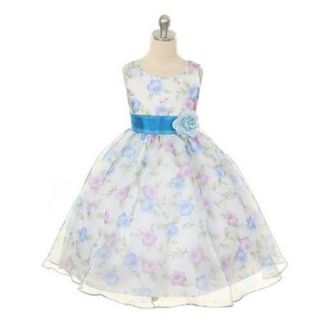 Kids Dream Little Girls Royal Blue Organza Floral Easter Dress 2T 12