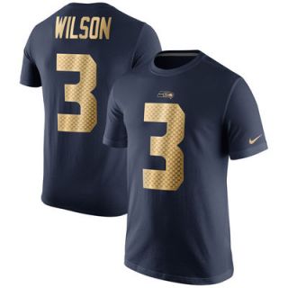 Russell Wilson Seattle Seahawks Nike Gold Collection Name and Number T Shirt   College Navy
