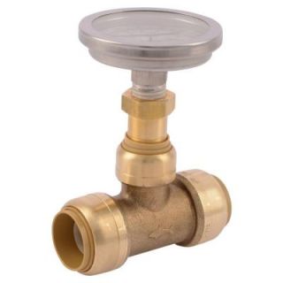 SharkBite 3/4 in. Brass Push to Connect Tee with Water Temperature Gauge 24439