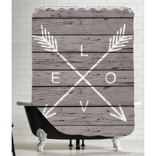 Love Arrows Wood Shower Curtain by Americanflat