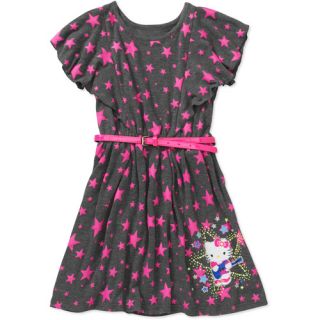 Hello Kitty Girls' Short Sleeve Belted Dress