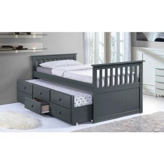 Broyhill Kids Marco Island Twin Captain's Bed with Trundle Bed and Drawers   Gray    Storkcraft