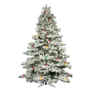 Vickerman Flocked Alaskan 7.5 White Artificial Christmas Tree with