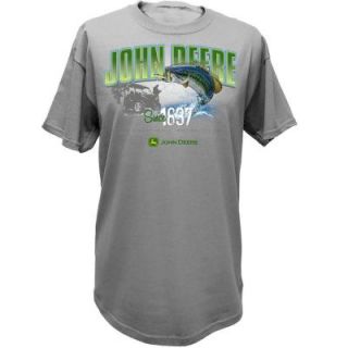 John Deere Men's Medium Gator T Shirt with Large Mouth Bass in Oxford 13001560OX04