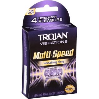 Trojan Vibrations Multi Speed Vibrating Ring & Latex Condom
