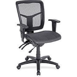 Lorell Mid Back Swivel Mesh Chair Black Frame 5 star Base Black Silver 25.3 Width x 23.5 Depth x 40.5 Height