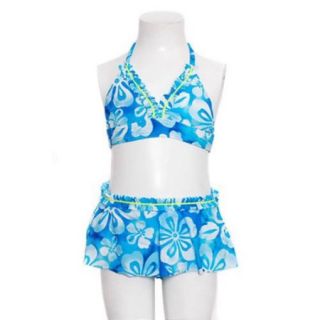 Gossip Girl Little Girls 4 Blue Hawaiian Floral Two Piece Swimsuit