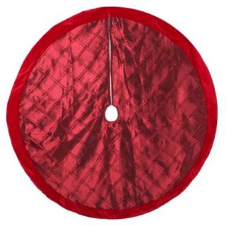 Home Accents Holiday 56 in. Burgundy Pintucked Satin Christmas Tree Skirt 2564283 1HC