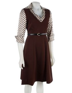 Jessica Howard Knit Dress with Woven Panels   10829499  
