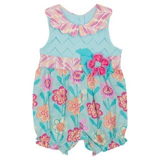 Rare, Too Newborn Girls Lace Top with Flower Romper  Turquoise