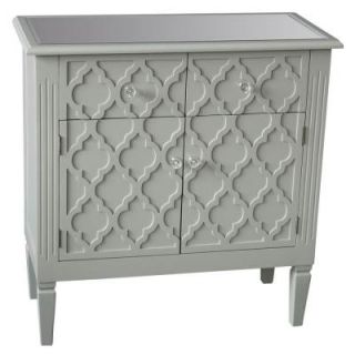 Worldwide Homefurnishings 2 Door/2 Drawer Wood Overlay Cabinet With Mirror Top in Grey 507 237