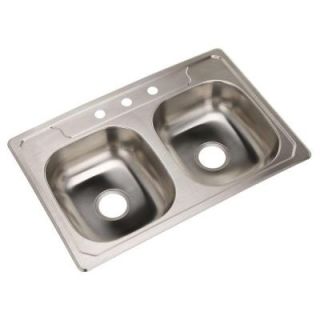 STERLING Middleton Drop In Stainless Steel 33 in. 3 Hole Double Bowl Kitchen Sink 14633 3 NA