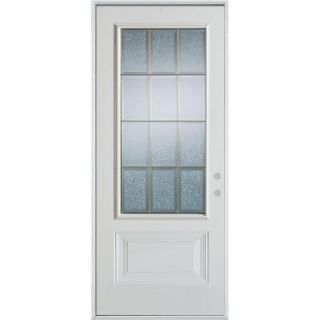 Stanley Doors 36 in. x 80 in. Geometric Clear and Zinc 3/4 Lite 1 Panel Prefinished White Left Hand Inswing Steel Prehung Front Door 1000E ZCL 36 L Z